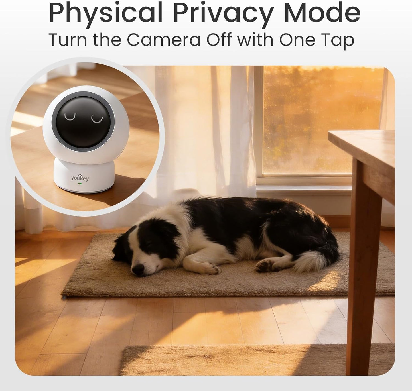 youkey Cámara interior HD de 2.5 K para mascotas, chat de audio bid...