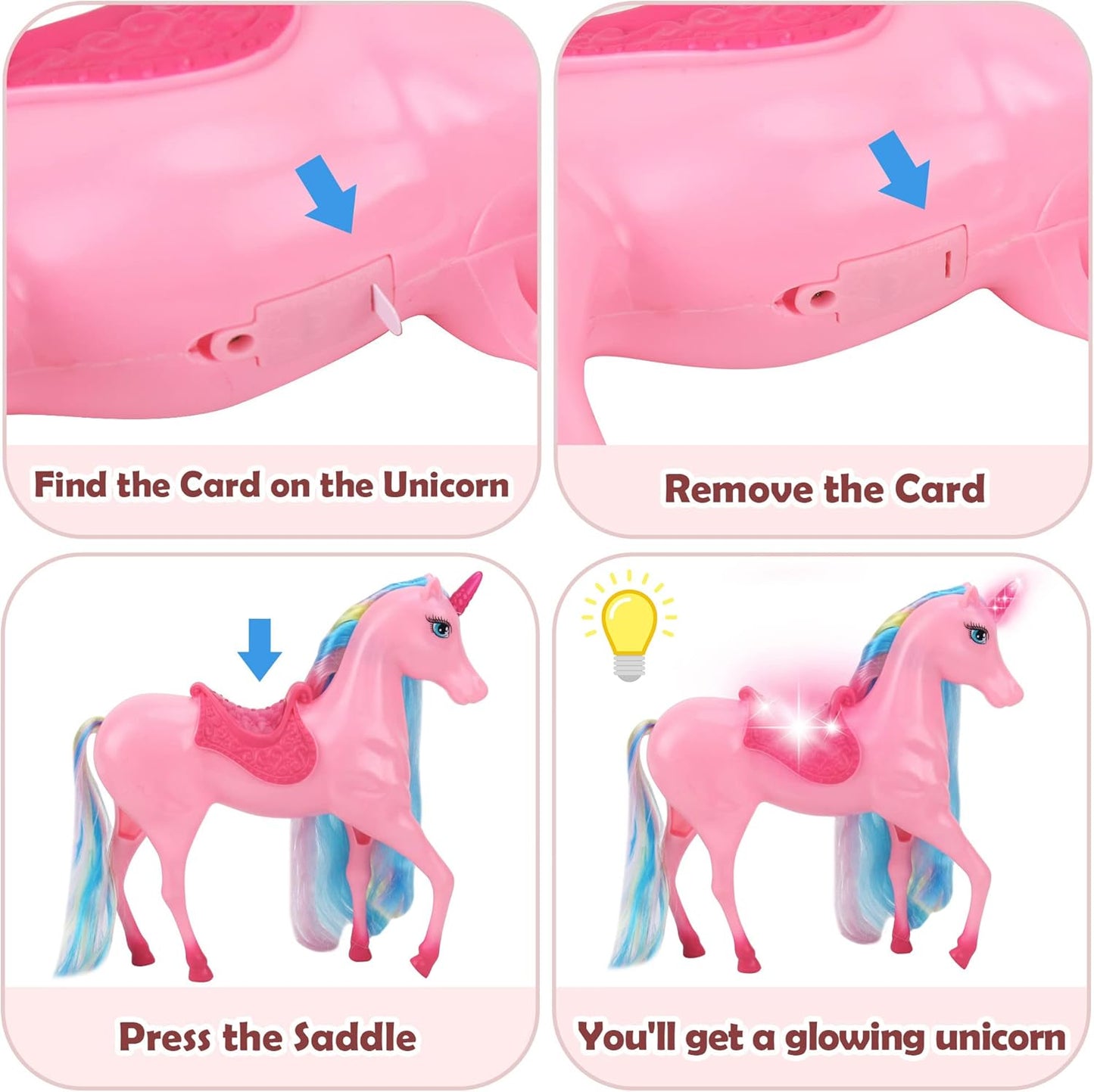 BETTINA Juego de muñecas de princesa unicornio con luz mágica, jugu...