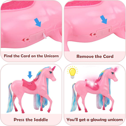 BETTINA Juego de muñecas de princesa unicornio con luz mágica, jugu...