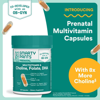 SmartyPants Cápsulas multivitamínicas prenatales para mujer, vitami...