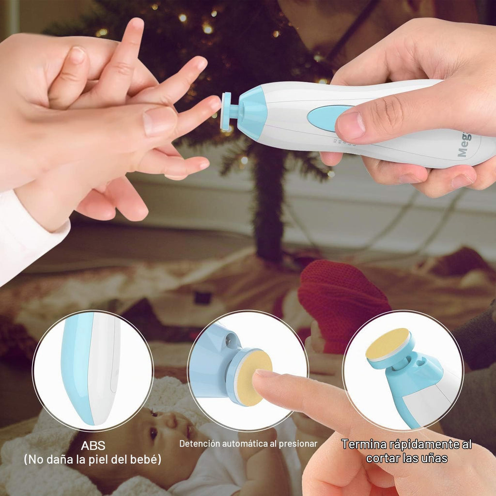 Cortaúñas eléctrico para bebés con luz LED, lima de uñas segura par...