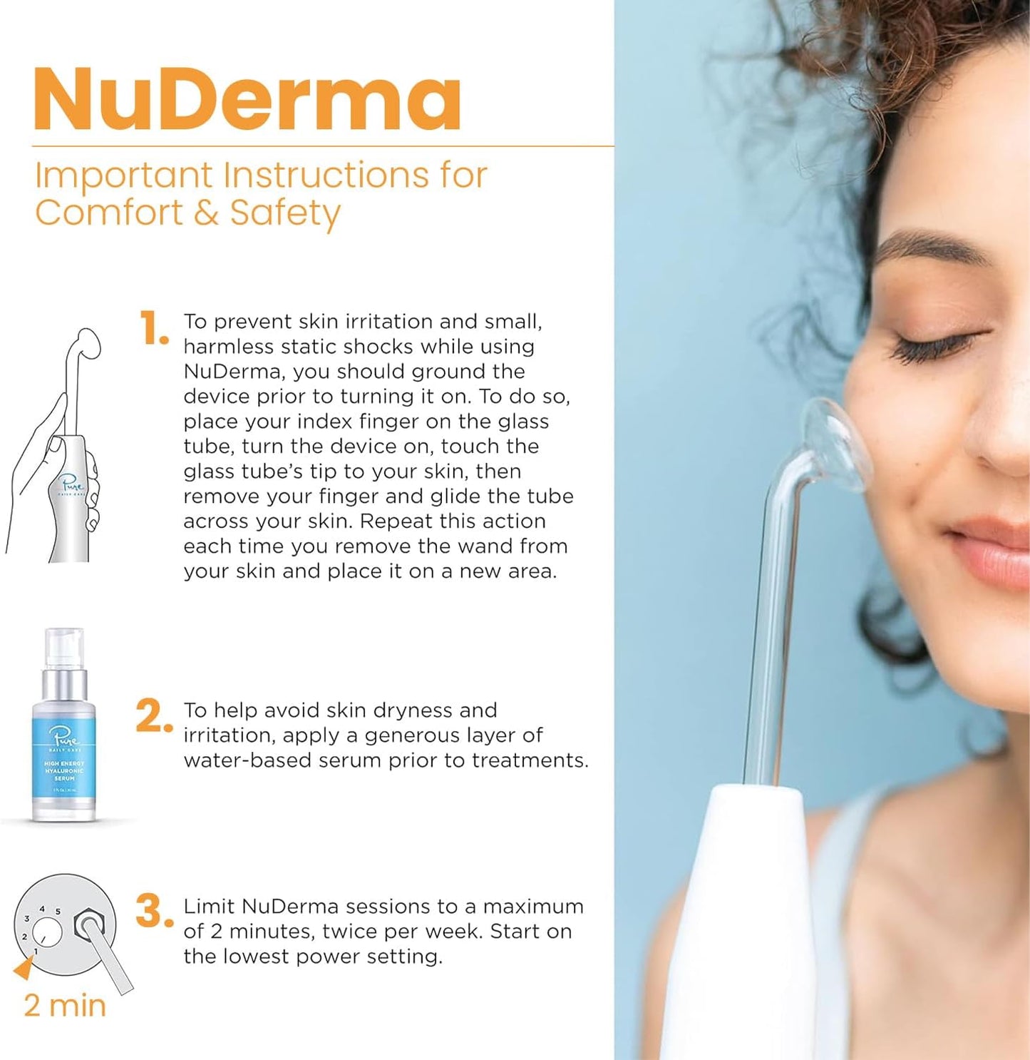 Pure Daily Care NuDerma Varita Manual para Terapia de la Piel con N...