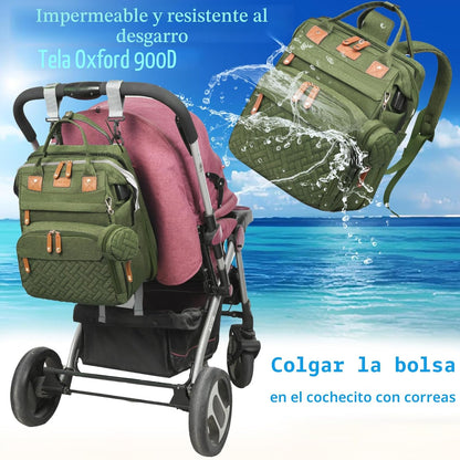 Jeryswet Bolsas de pañales para bebé con cambiador, mochila imperme...