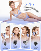 Maquinillas de afeitar eléctricas 5 en 1 para mujer, afeitadoras el...