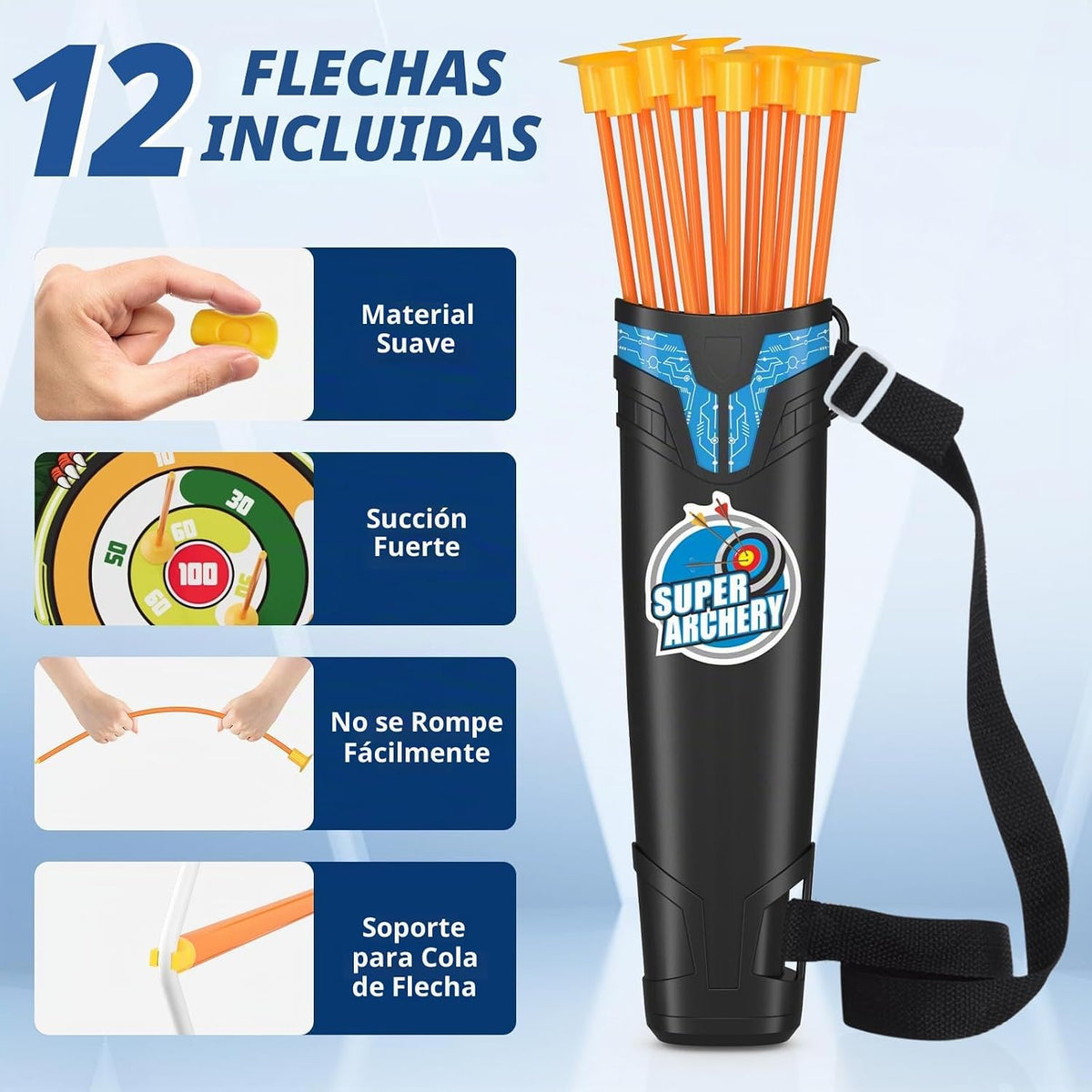 HYES Arco y flecha para niños, juego de tiro con arco con luz LED c...
