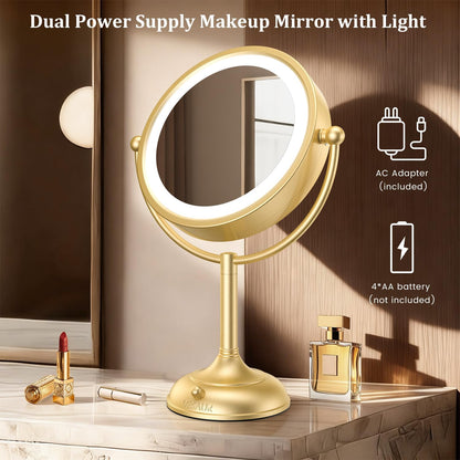 VESAUR Espejo de Maquillaje Iluminado Dorado Grande de 8.5''...