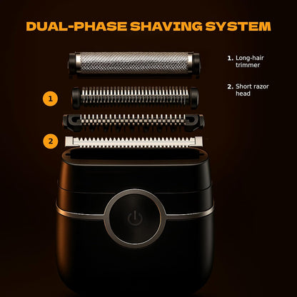 Maquinilla de afeitar eléctrica para hombres, afeitadora portátil con recortador de barba, carga rápida USB-C, IpX7 impermeable húmedo/seco, mini afeitadora de viaje de bolsillo para el hogar