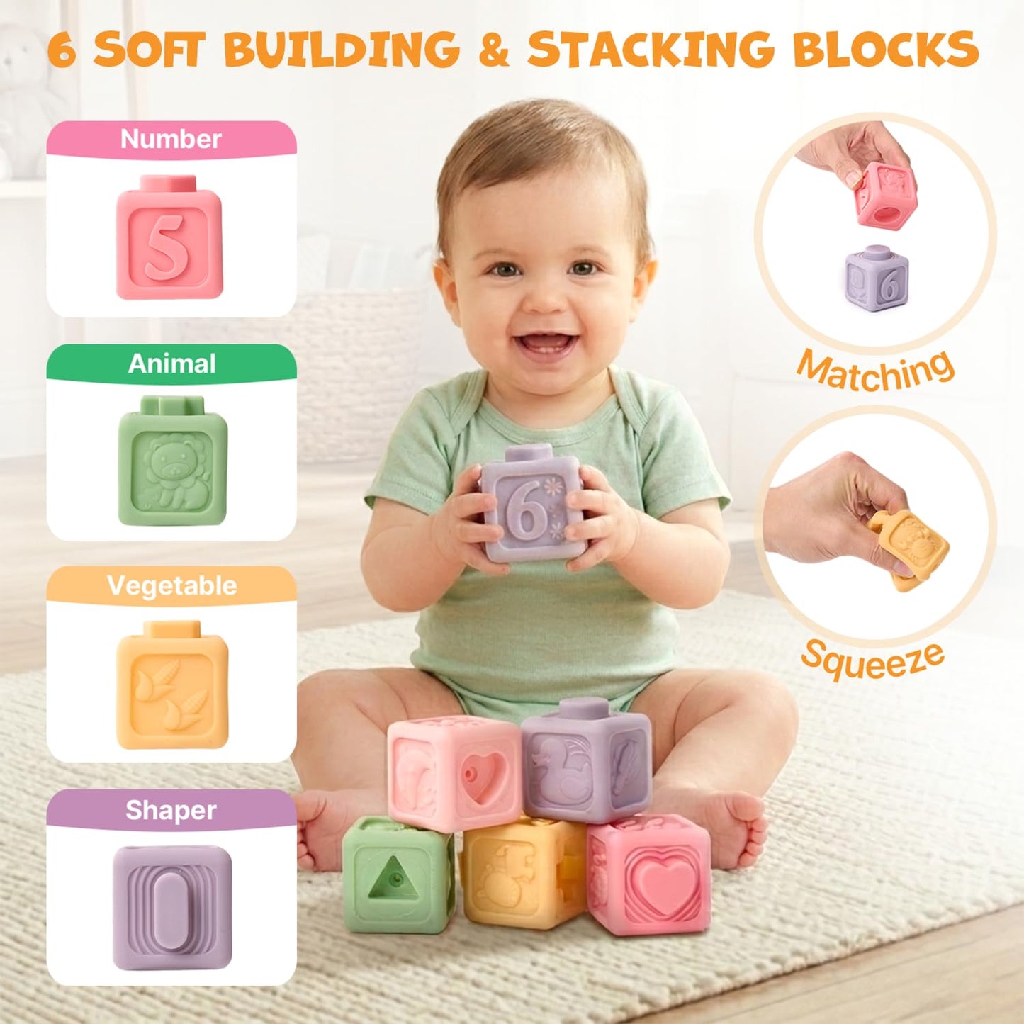 JoyCat Baby Toys 6-12 Months, Montessori Sensory Baby Toy Set with...