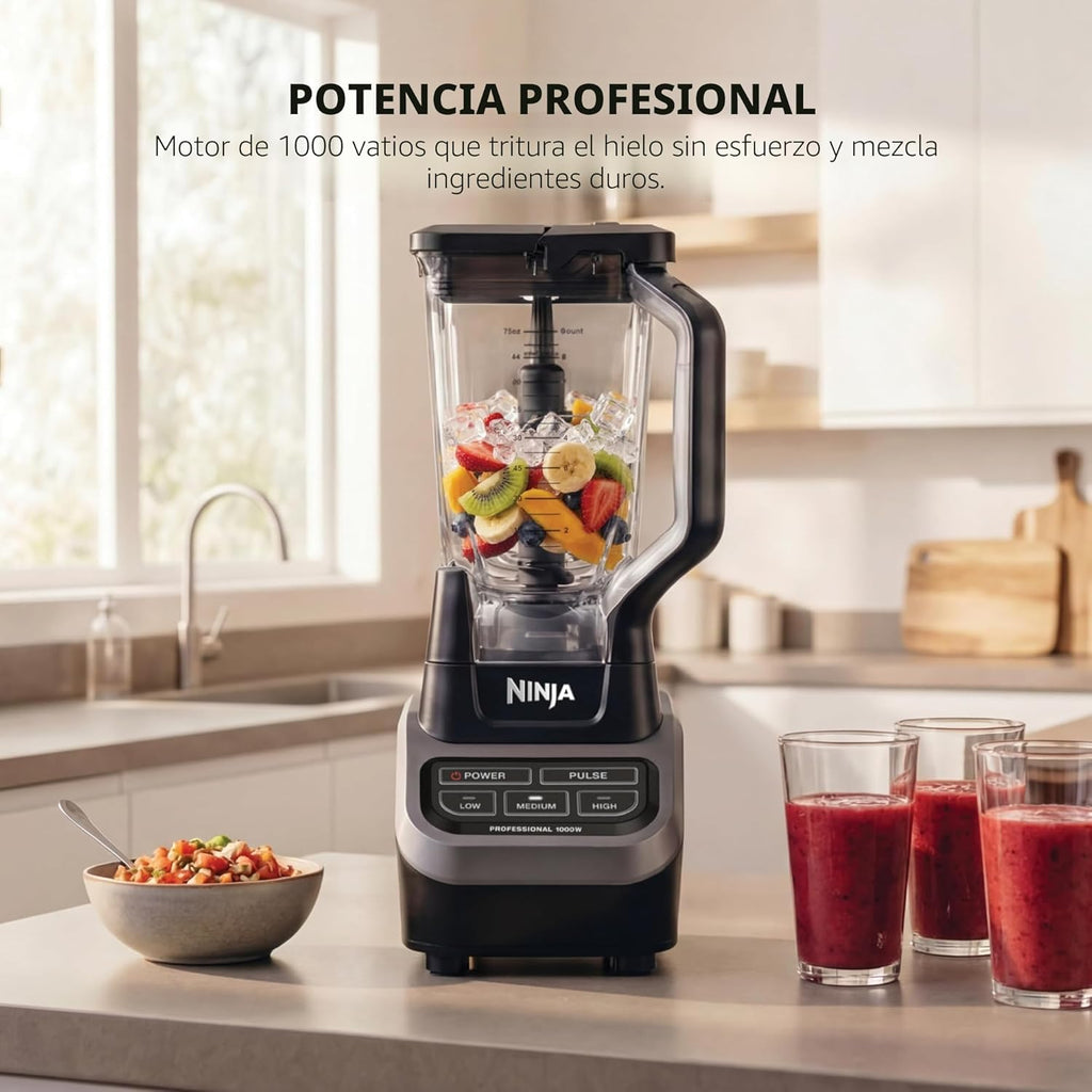 Licuadora profesional Ninja BL610, Negro | Las cuchillas triturador...