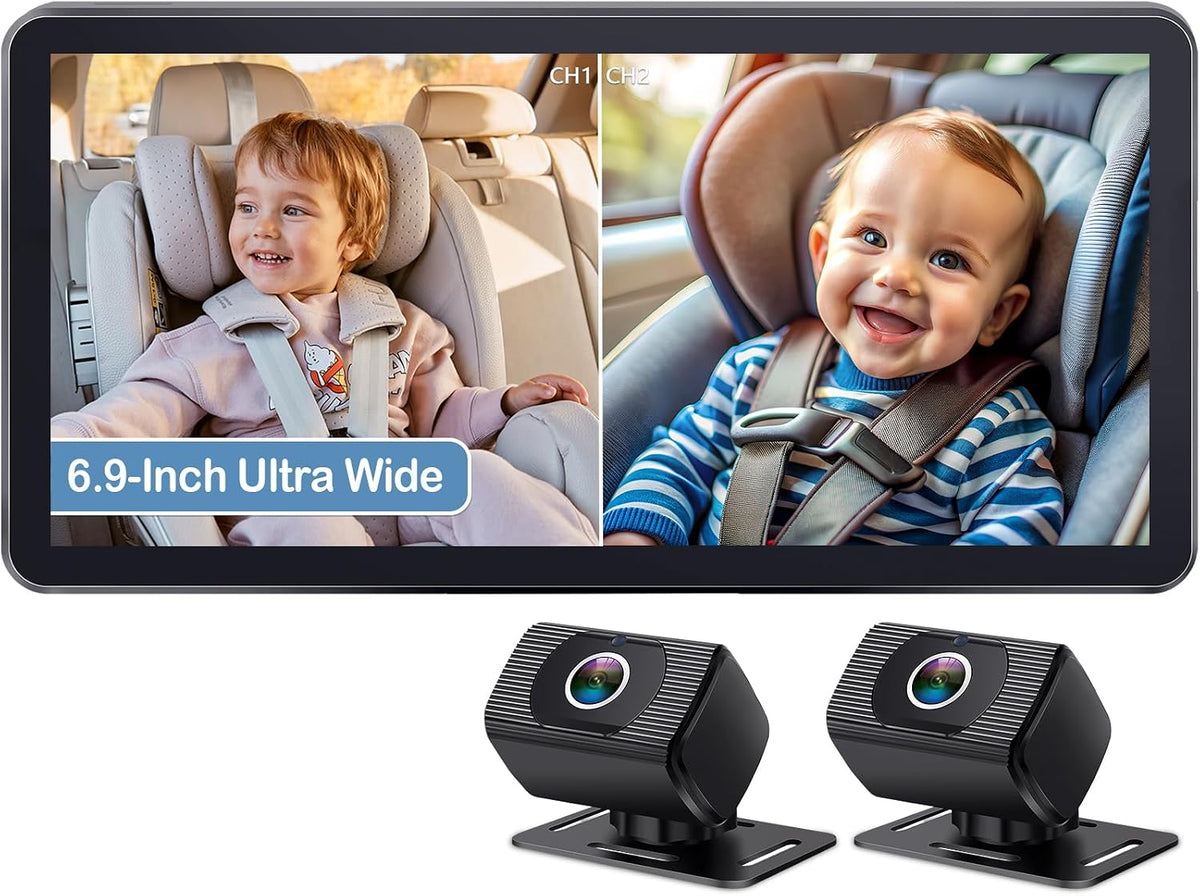 Cámara de Coche para Niños de 2 Yakry para Asiento: Pantalla Ultraw...