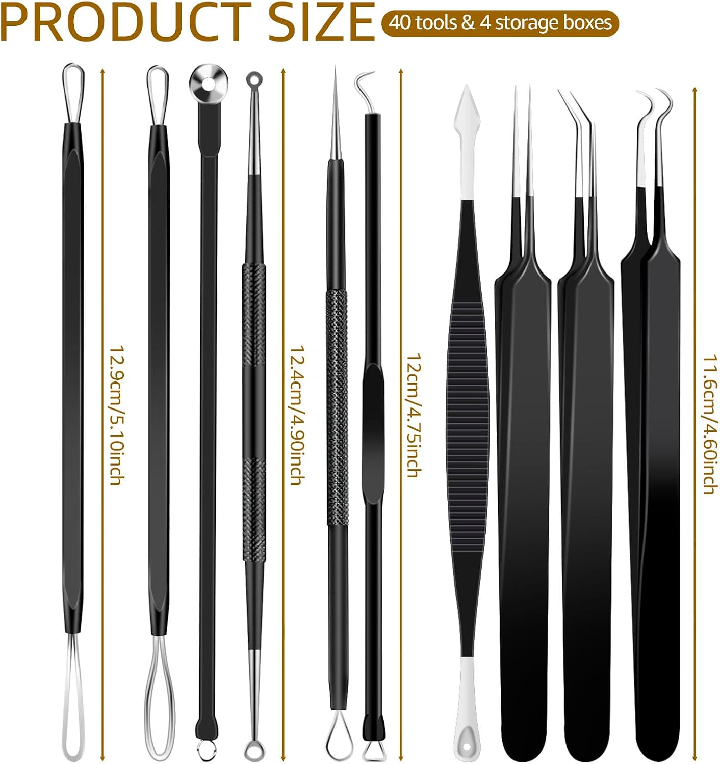 Kit de herramientas de 40 piezas de acero inoxidable para eliminar...