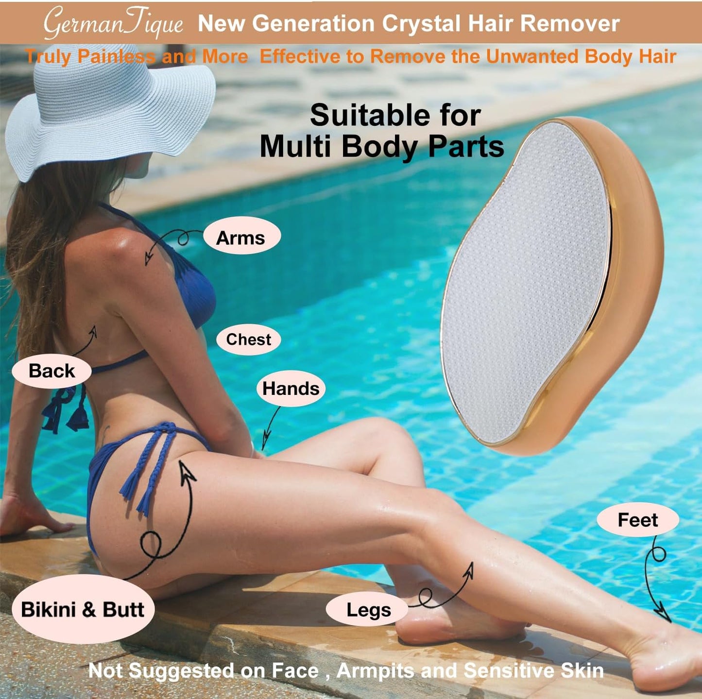 Eliminador de Pelo de Cristal Germantique, Removedor de Pelo Natura...