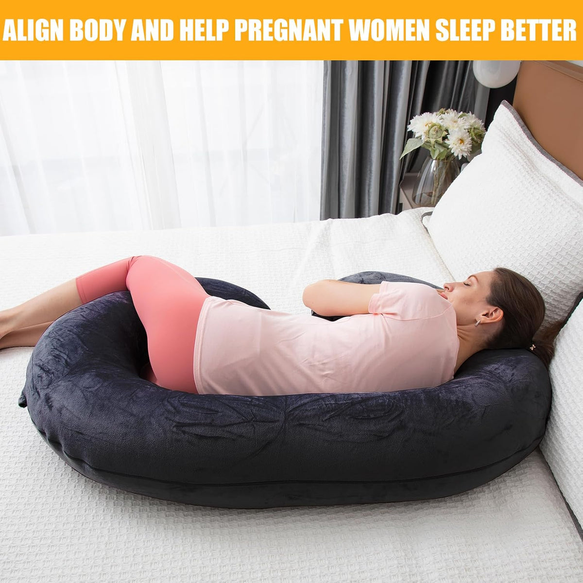 1 MIDDLE ONE Almohada de embarazo, almohada de cuerpo completo en f...