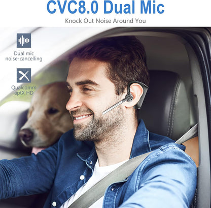 Conambo Auriculares Bluetooth 5.2 con CVC8.0 Dual Mic Cancelación de Ruido Auricular Bluetooth 16Hrs Talktime Auriculares Inalámbricos para Camión Conductor iPhone Android Teléfonos Celulares