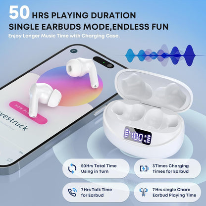 Fhumsh Auriculares inalámbricos, Bluetooth 5.4 HiFi estéreo con mic...