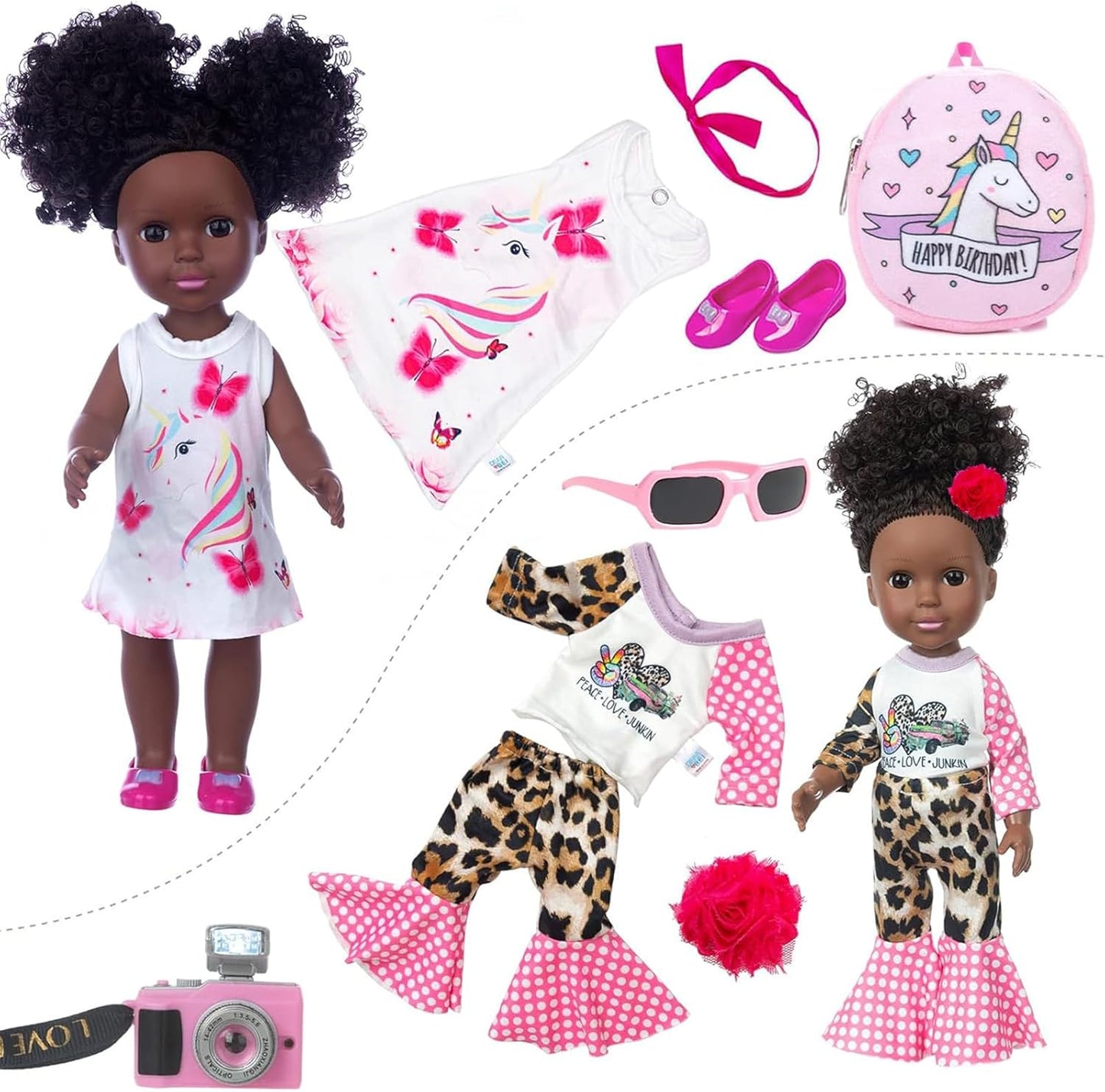 ZQDOLL Conjunto de ropa de muñeca negra y muñeca de bebé, accesorio...