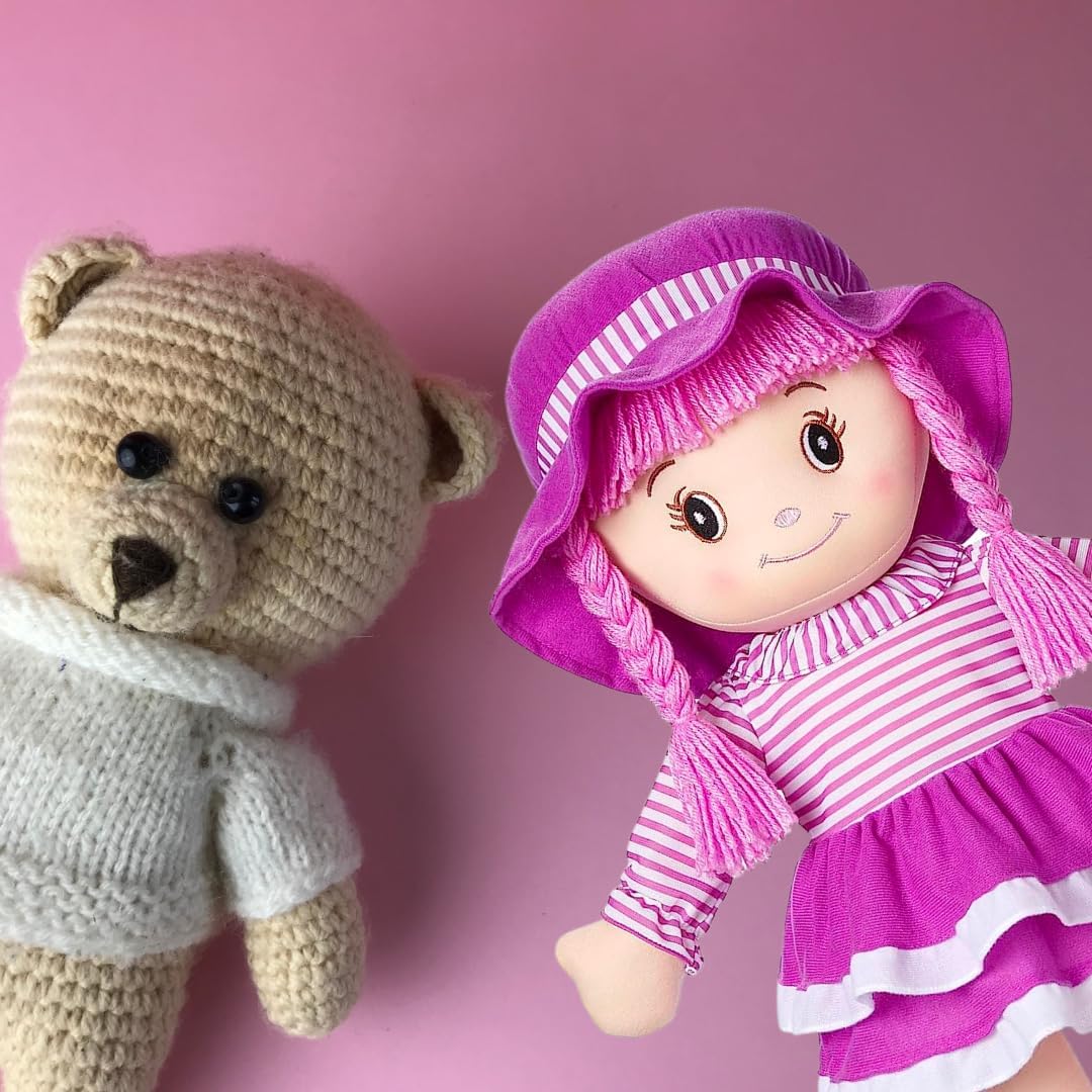 LOVE &amp; HUG Muñeca abrazable de 24 pulgadas con vestido morado y...