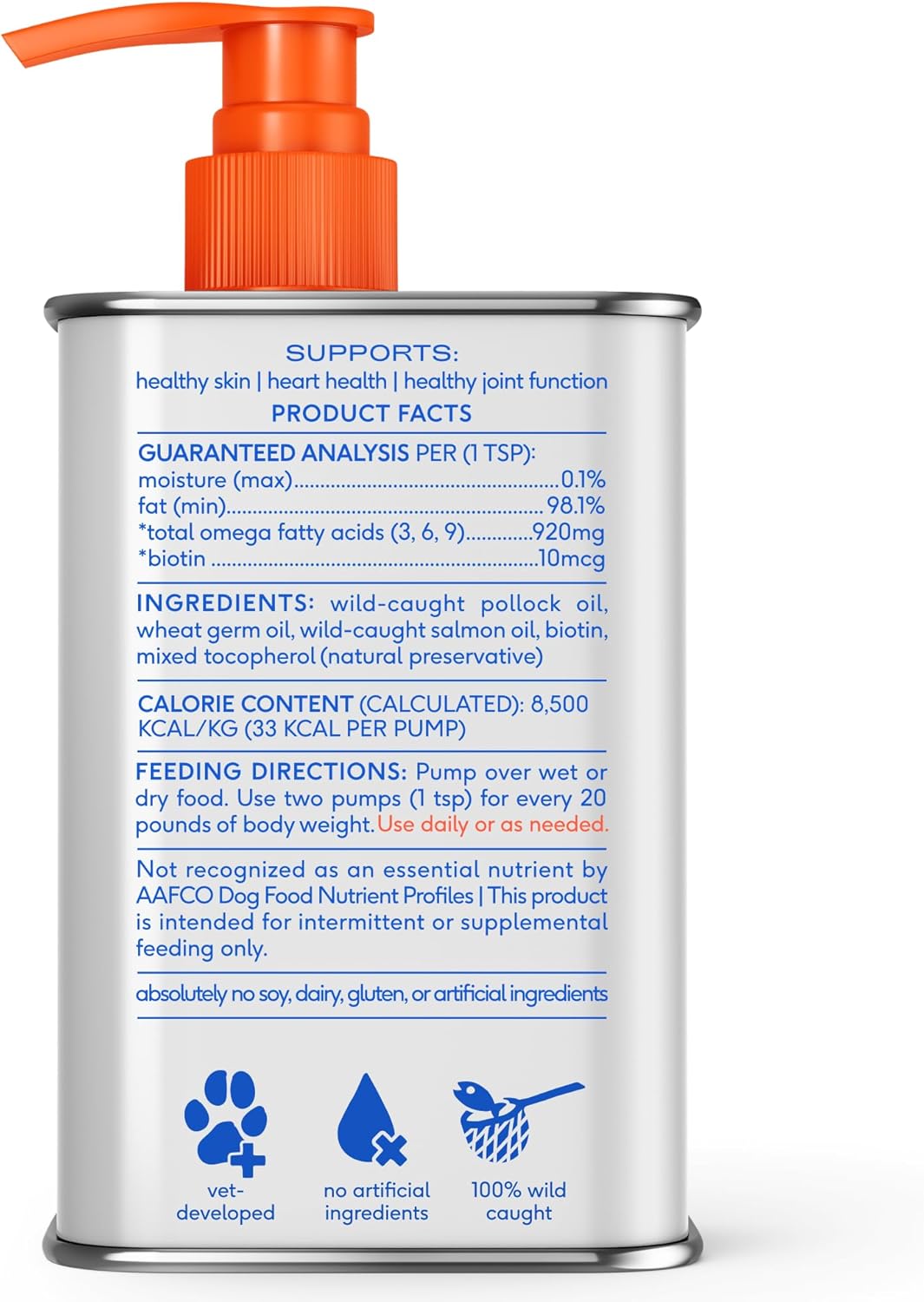 Native Pet Aceite de pescado Omega 3 para perros y gatos, promueve...