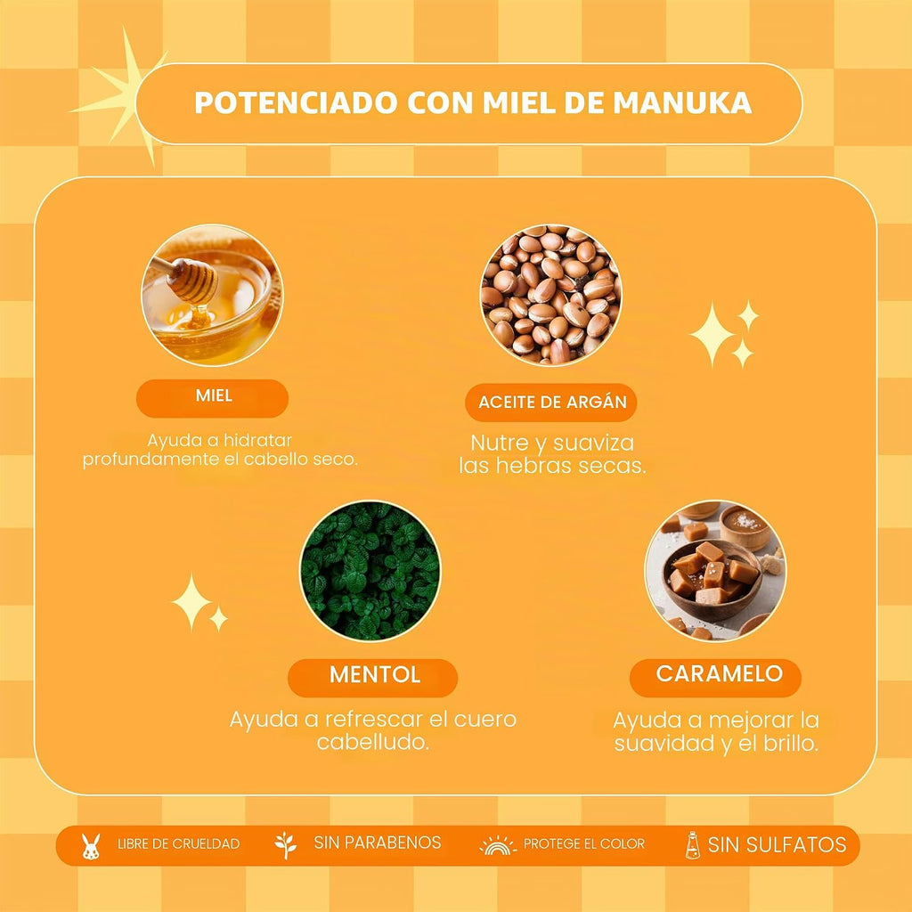 Champú y acondicionador de miel de manuka Luseta, cuidado hidratant...