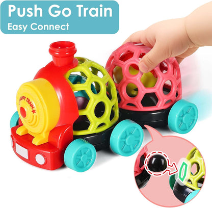 iPlay, iLearn Tren de juguete para bebés, autos suaves para niños de 6 a 12 meses, camión musical Push N Go, sonajero sensorial para niños pequeños, regalo de cumpleaños de bebés de 7, 8, 9, 10, 11,