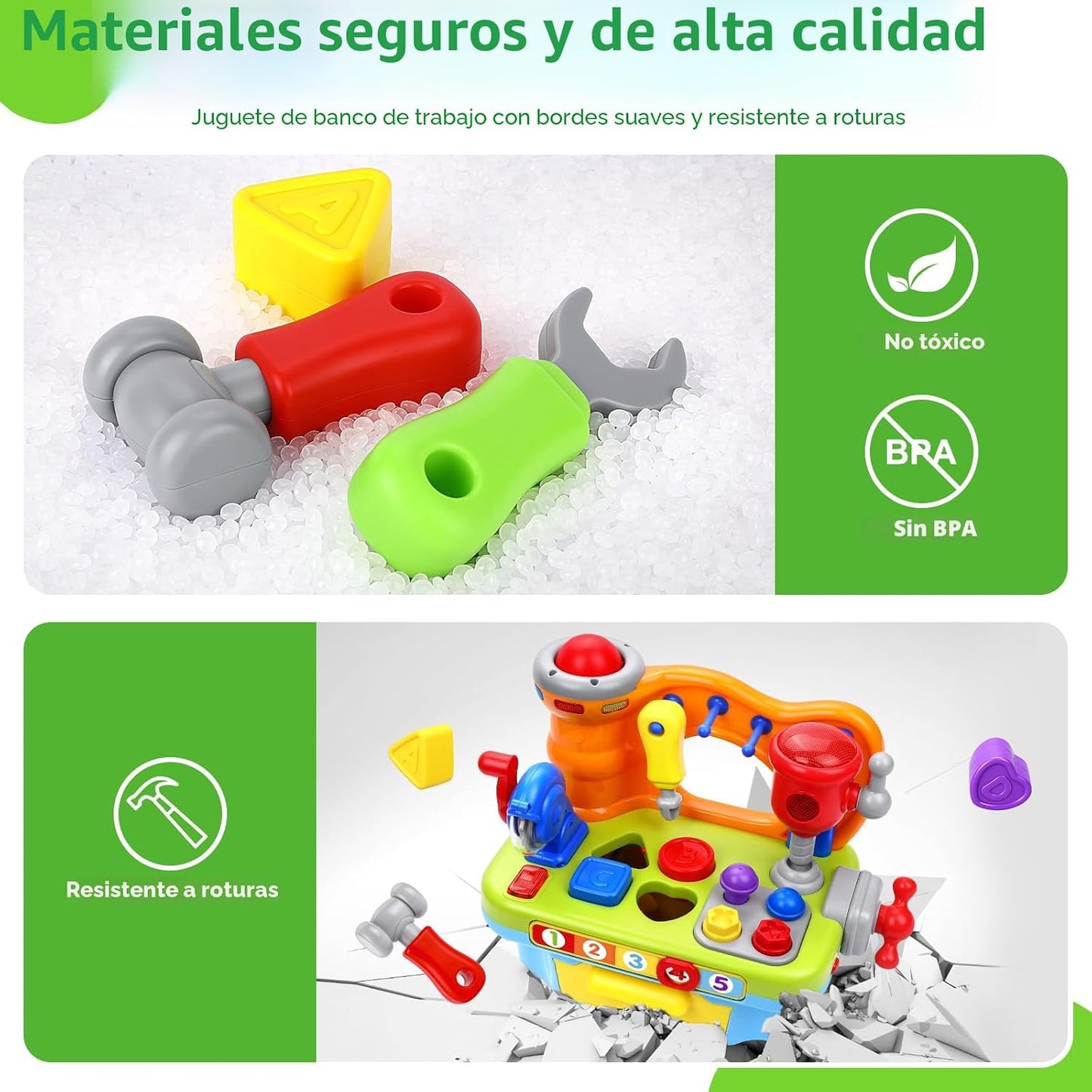 Juguetes ORWINE para niños de 1 año, banco de herramientas musical...