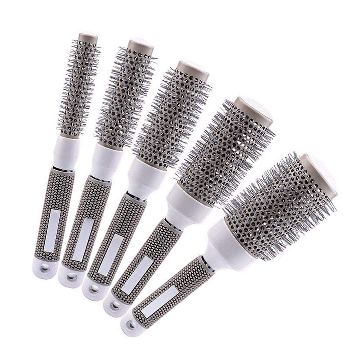 Juego de cepillos redondos para secado por soplado, cepillo de barril térmico profesional de iones de cerámica, cepillo térmico para hojas de cabello, cepillo de peinado de calor brillante, 5 tamaños