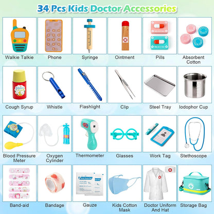 Sundaymot Kit médico para niños juego de simulación de 34