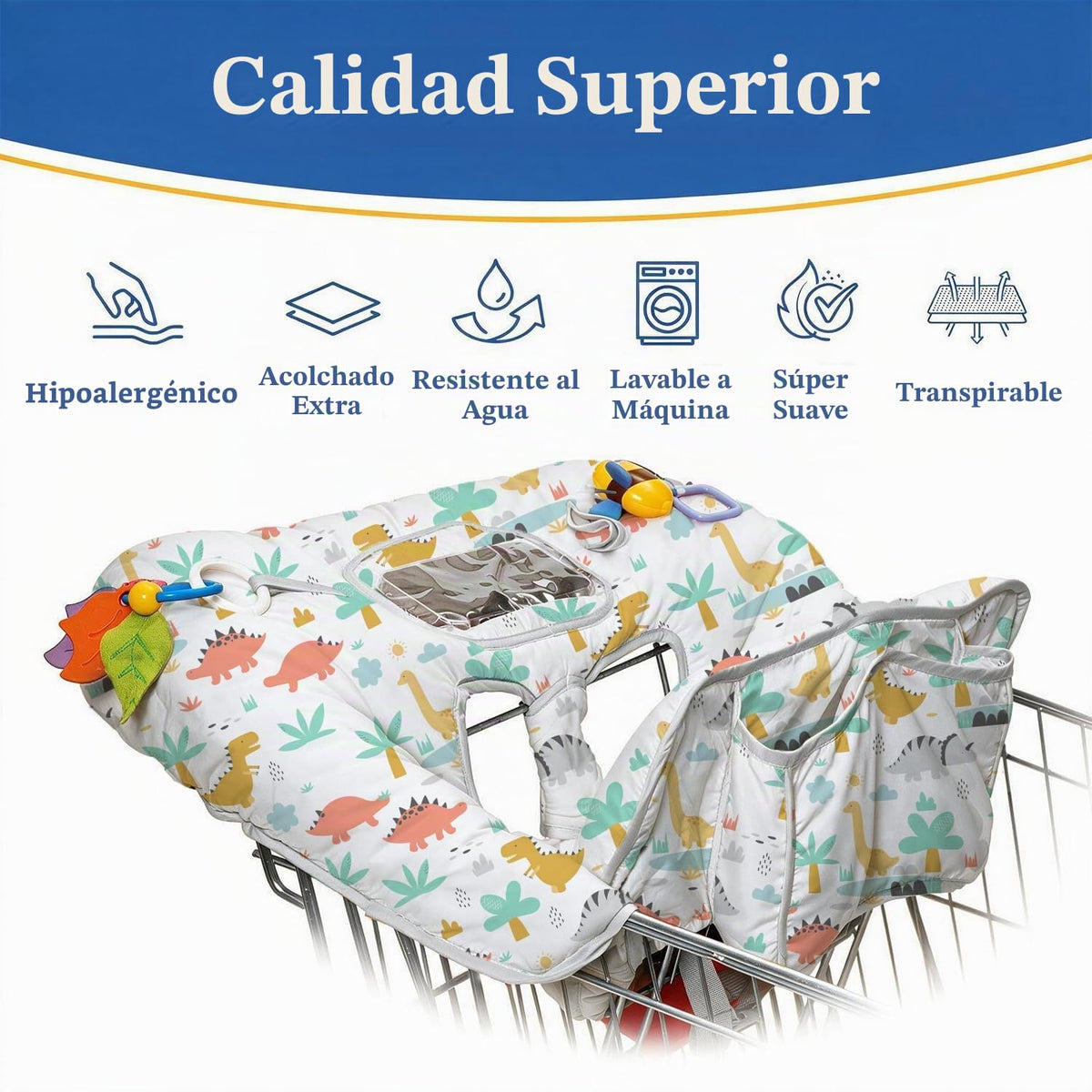 PILLANI Funda para carrito de compras para bebé, funda para silla a...
