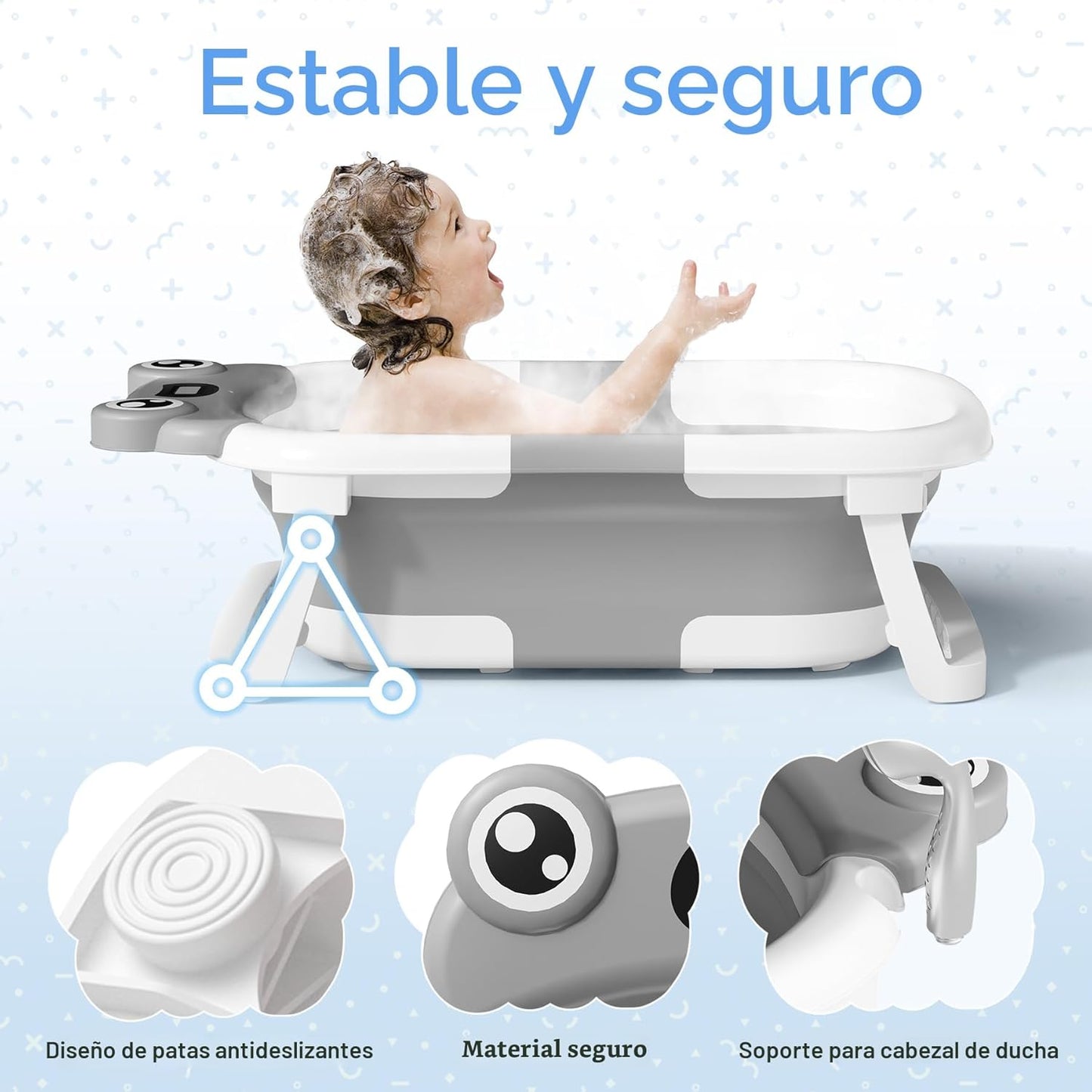Bañera para bebé, bañera plegable para recién nacidos de 0 a 24 mes...