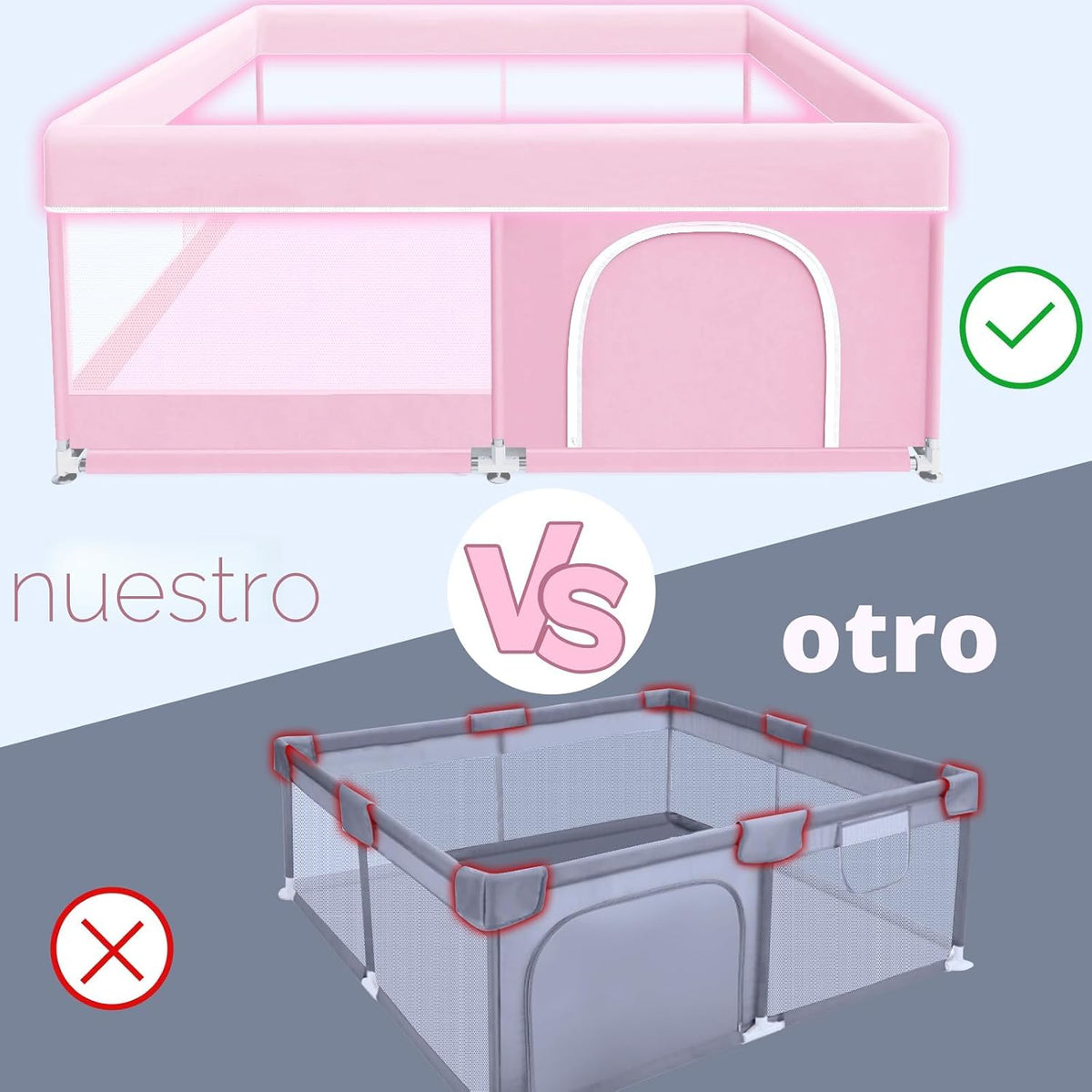 XVISHX Corralito para bebés de 50 x 50 pulgadas, corralitos de jueg...