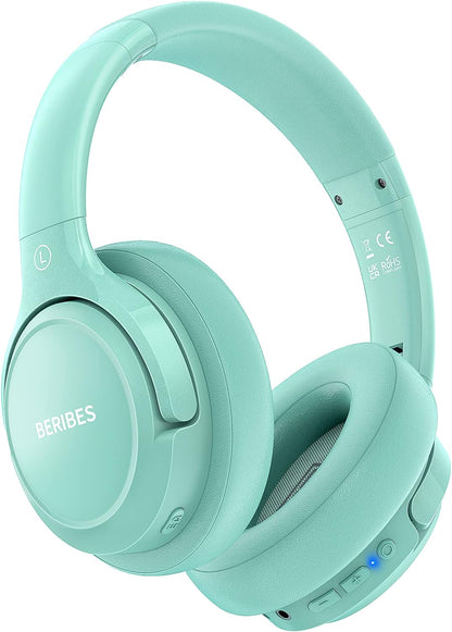 BERIBES Auriculares Bluetooth sobre la oreja, tiempo de reproducció...