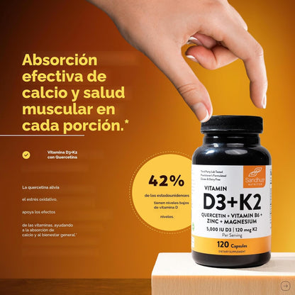 Sandhu's Vitamina D3 K2 Magnesio 5000 UI, 120 mcg K2 Cápsulas 1...