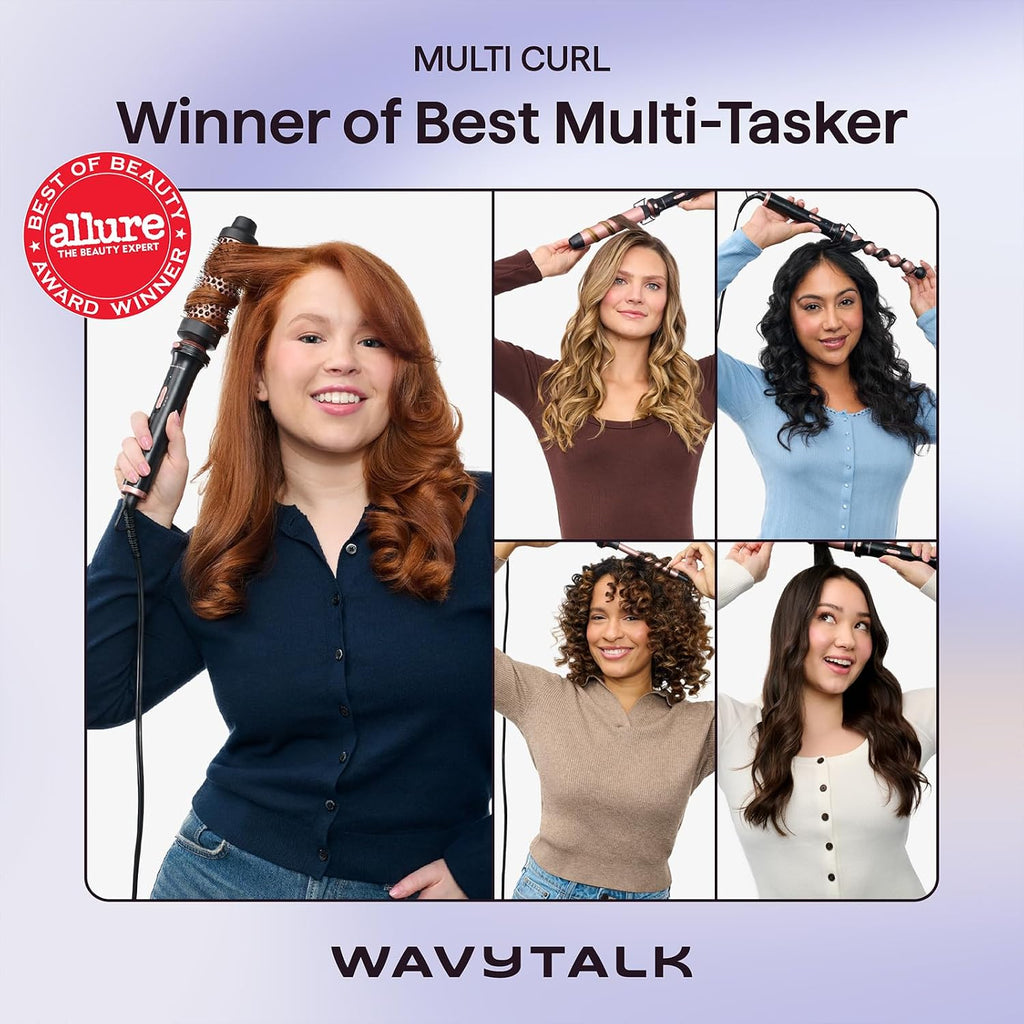 Wavytalk Juego de varita rizadora 5 en 1 con cepillo térmico y barr...