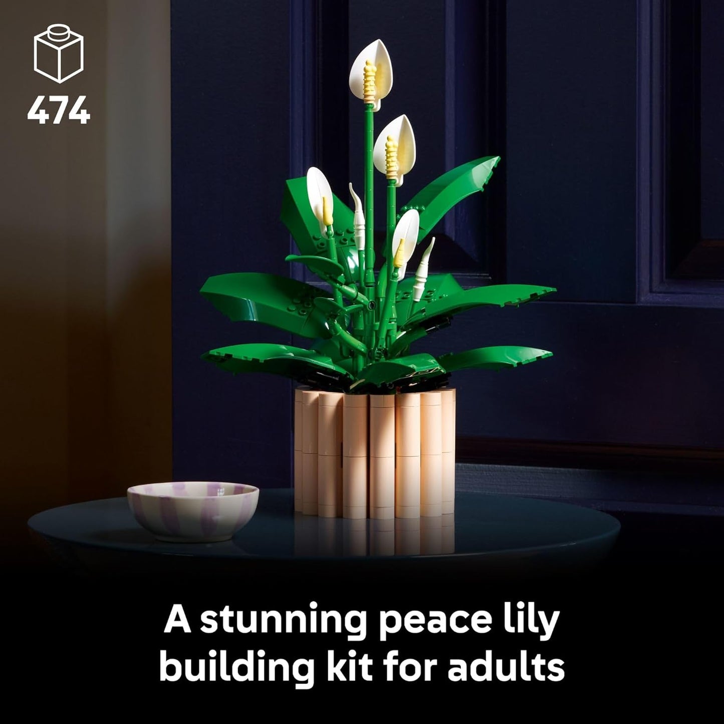 LEGO Botanicals - Juego de construcción de flores de lirio de la paz para adultos, dormitorio, estante de libros y decoración de oficina para mujeres y hombres, a partir de 18 años, regalo para el día