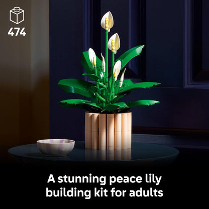 LEGO Botanicals - Juego de construcción de flores de lirio de la paz para adultos, dormitorio, estante de libros y decoración de oficina para mujeres y hombres, a partir de 18 años, regalo para el día