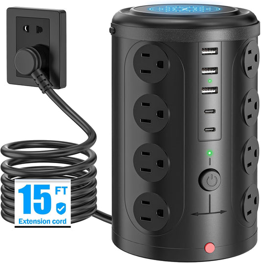 Regleta protectora contra sobretensiones de torre con 16 tomas y 5...