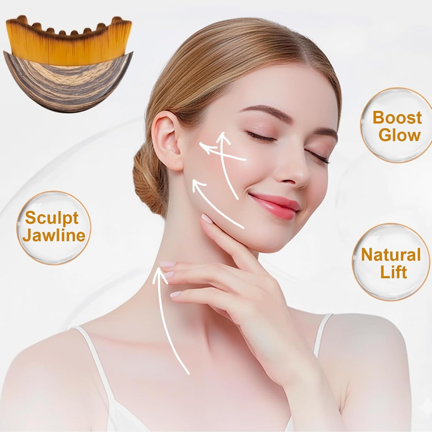 Herramienta Gua Sha de acero inoxidable y cepillo facial de drenaje...