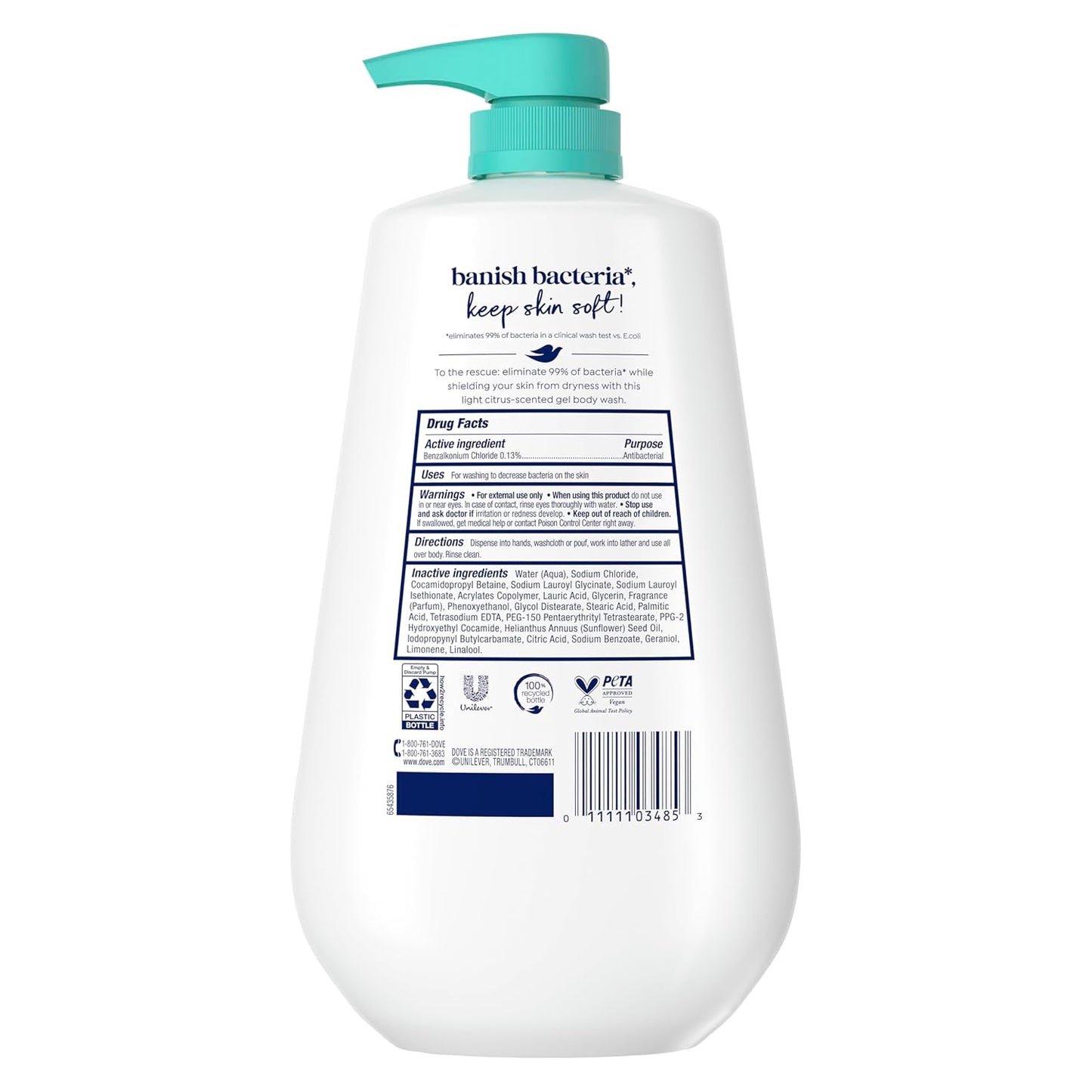 Dove Gel de baño con bomba antibacteriano para todo tipo de piel protege de la sequedad 30.6 oz