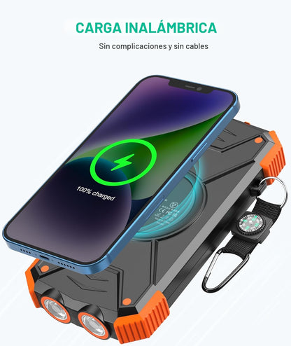 Blavor - Paquete de batería externa solar, cargador inalámbrico Qi...