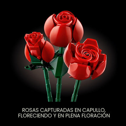 LEGO Botanicals - Ramo de rosas artificiales, juego de construcción de rosas rojas falsas para adultos, mayores de 18 años, regalos para el día de San Valentín para ella, decoración del hogar para