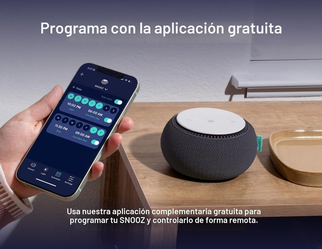 SNOOZ Máquina inteligente de sonido de ruido blanco, ventilador rea...
