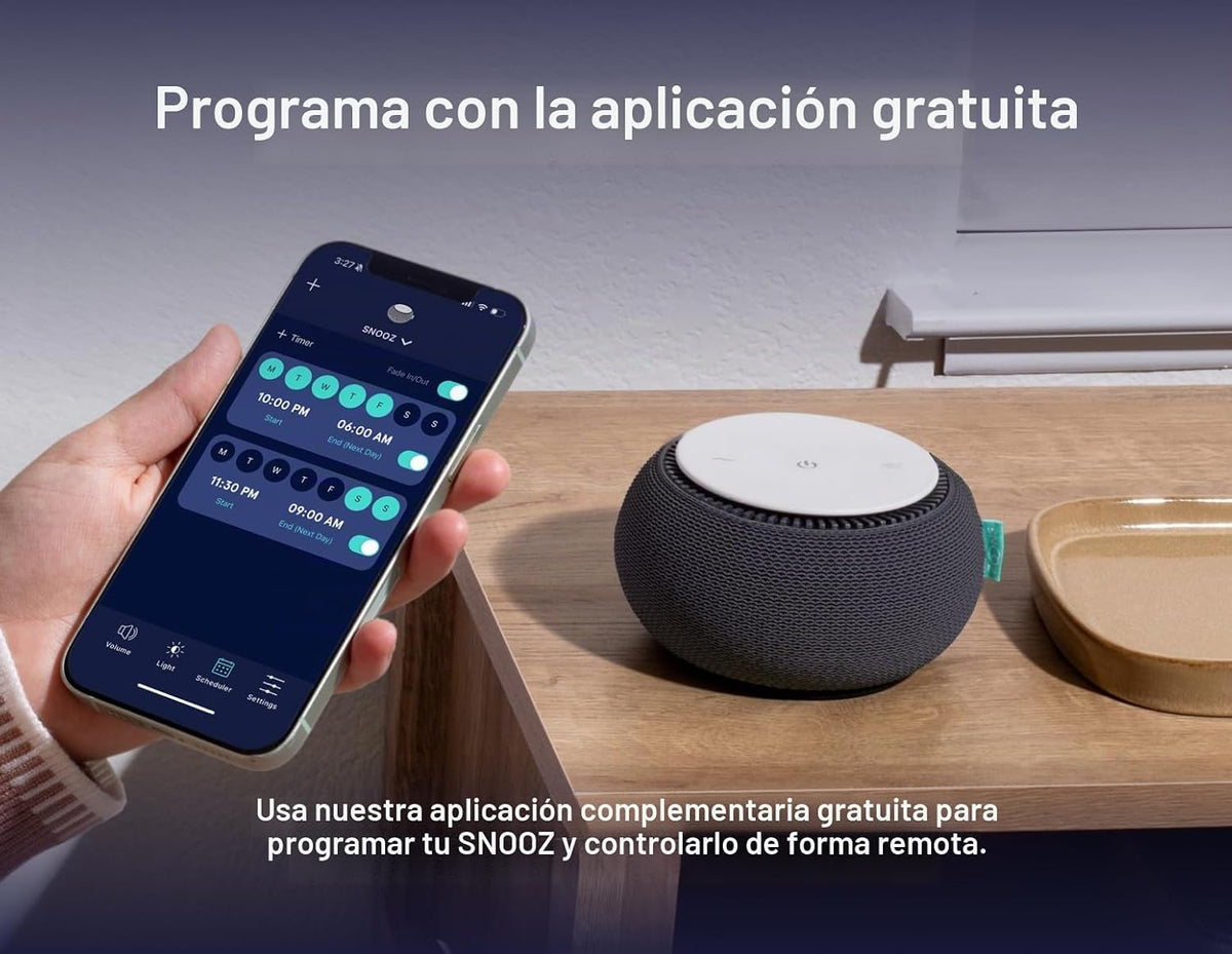 SNOOZ Máquina inteligente de sonido de ruido blanco, ventilador rea...