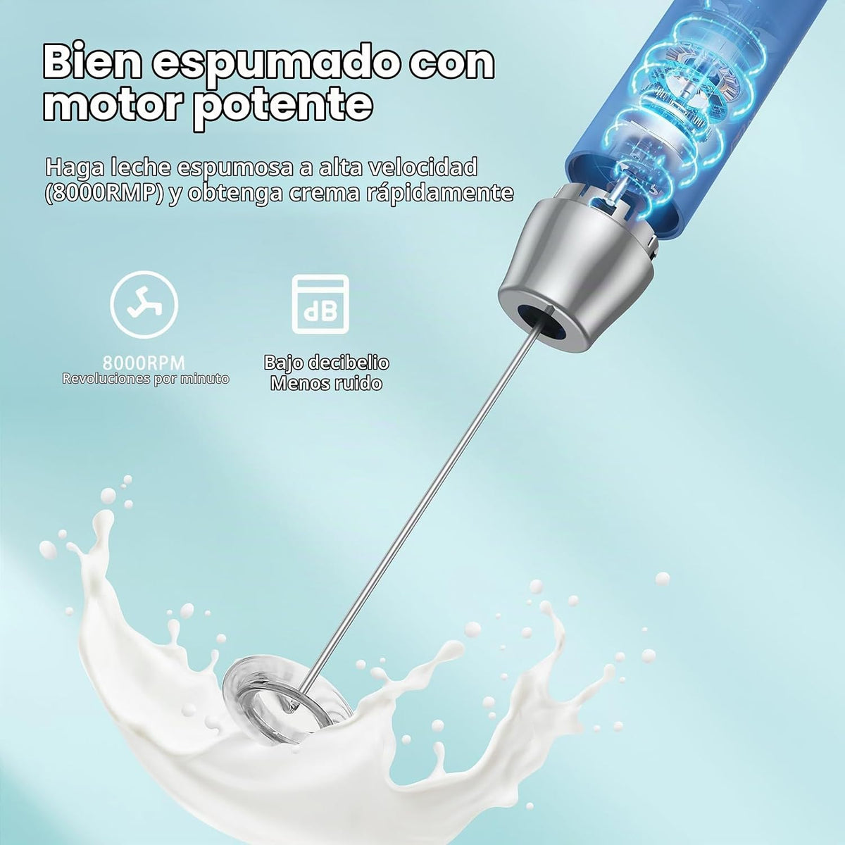 Maestri House LunaFro Espumador de leche recargable, soporte y 2 ba...