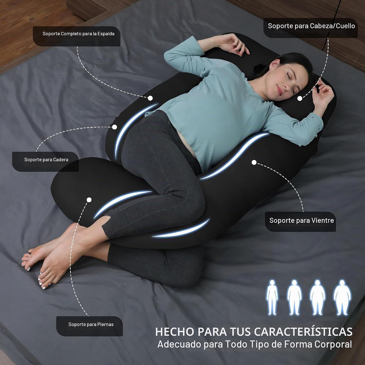 MOON PARK - Almohadas de embarazo y maternidad de cuerpo completo p...