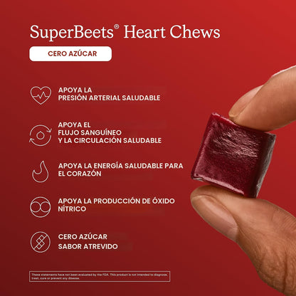 Humann SuperBeets Heart Chews Zero Sugar, Suplemento de raíz de rem...