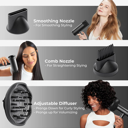 TYMO Secador de pelo con difusor para mujer, secador profesional de...