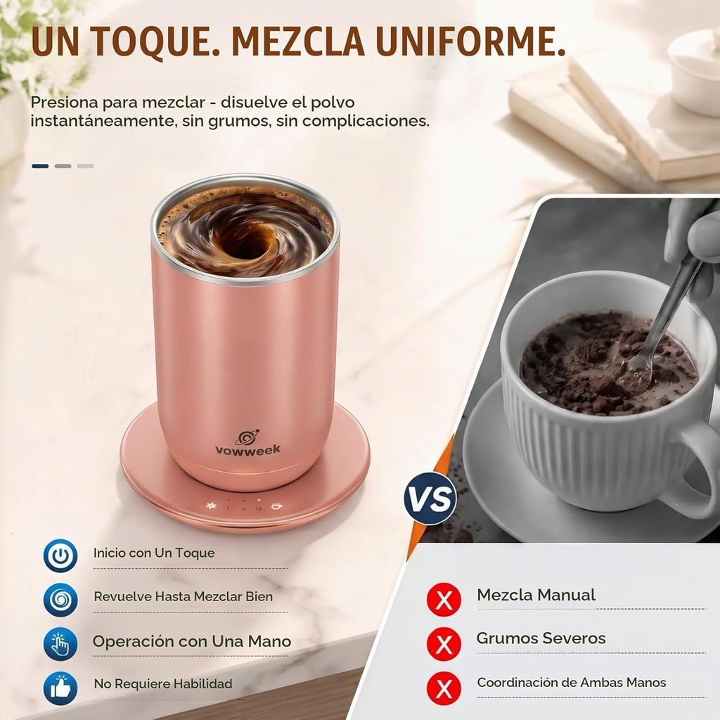 Juego de 2 tazas de café con agitación automática, tazas calentadas...