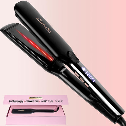 ELLA BELLA® Plancha plana de titanio para alisar el cabello (con in...