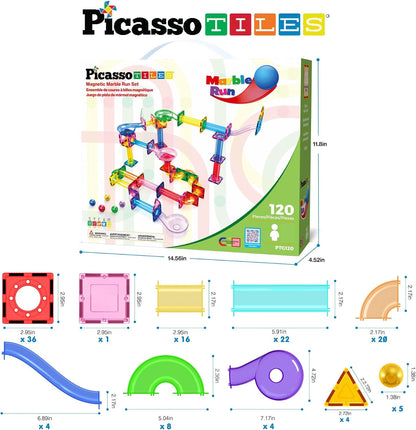 PicassoTiles Juego de 120 piezas de azulejos magnéticos para carrer...