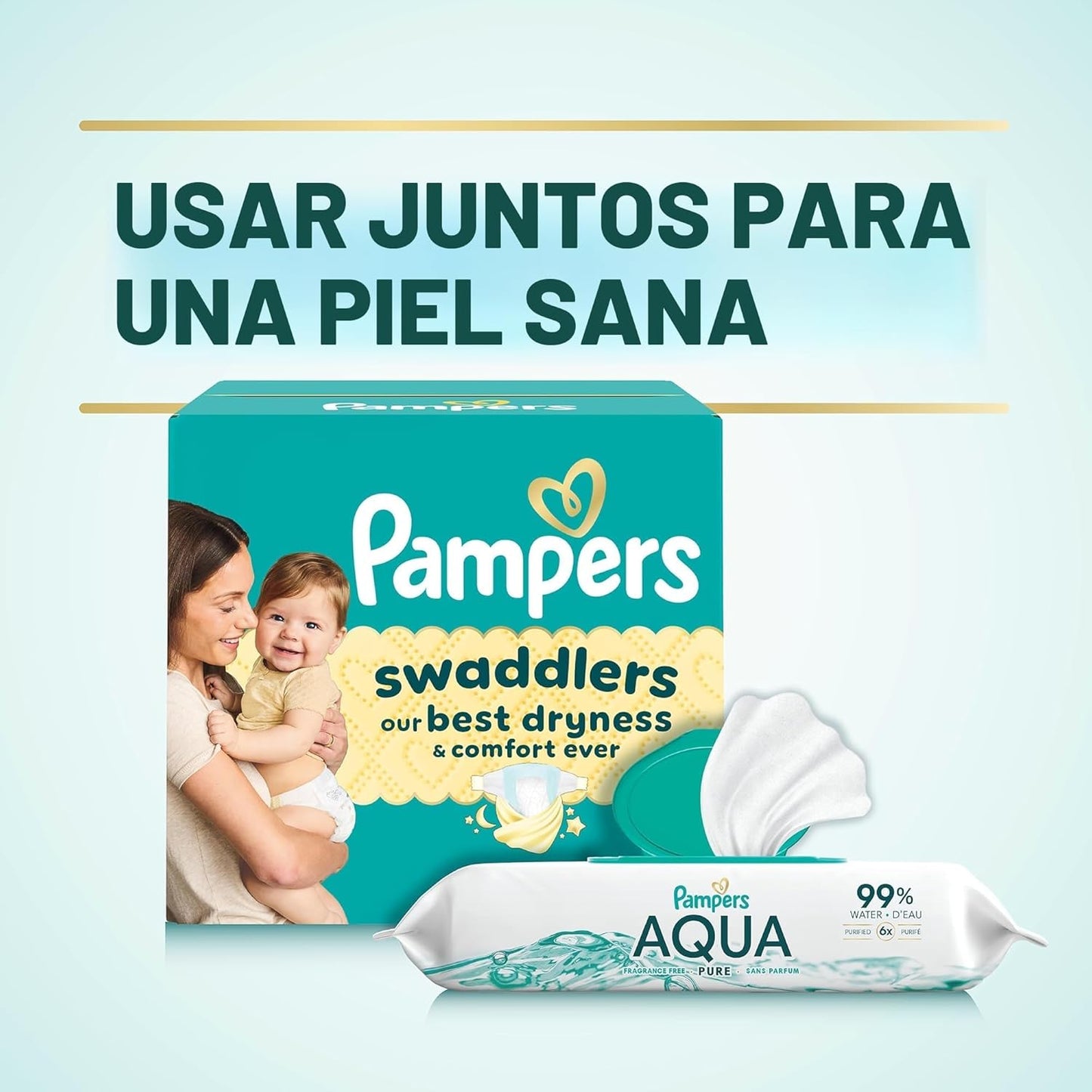 Pampers Toallitas para bebé Aqua Pure, toallitas a base de agua al...